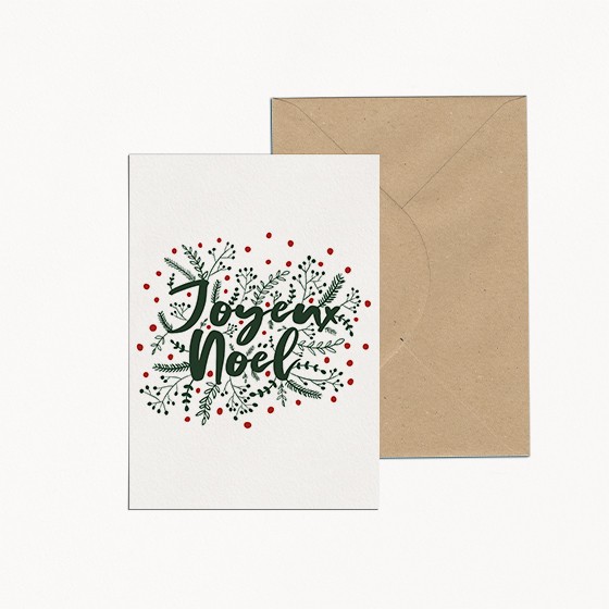carte de Noël Joeyeux Noël branche