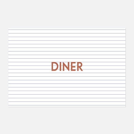 Carton diner  cuivre, papeterie Copper recto
