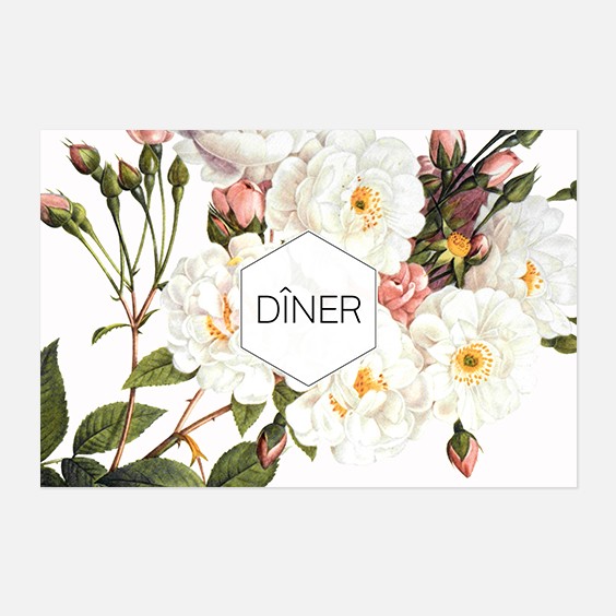 Carton dinner  fleur, papeterie Jardin botanique recto