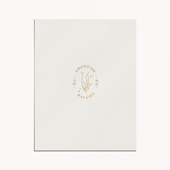 faire-part de mariage celestine monogramme main mariés avec prénoms style minimaliste recto