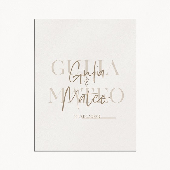 faire-part de mariage gulia jeux typographique et tons naturels recto