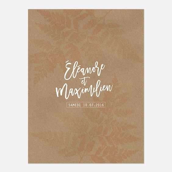 Faire-part de mariage kraft végétal, naturel, papeterie Organic recto