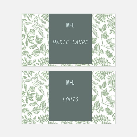 Marque place  bois, papeterie Folk & wood en bois recto