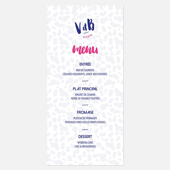 Menu de mariage graphique, rock, papeterie Un mariage à Memphis recto