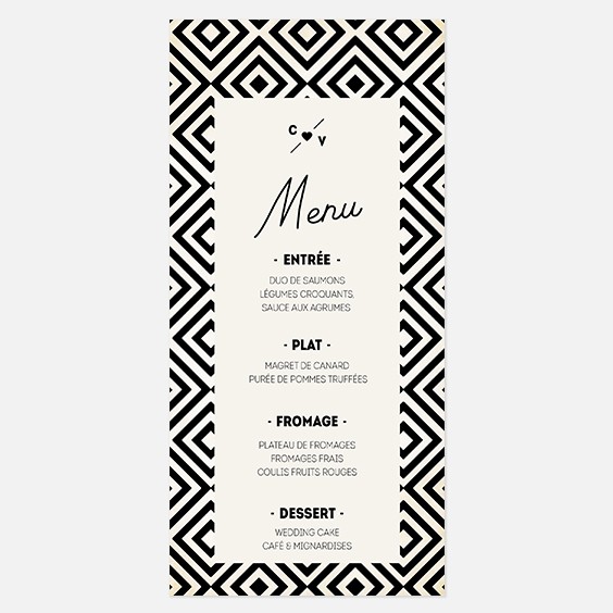 Menu de mariage industriel, kraft, papeterie Indus recto