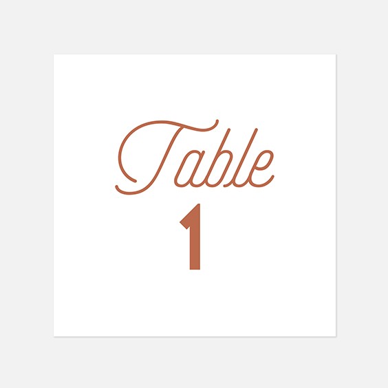 Numero de table  cuivre, papeterie Copper recto