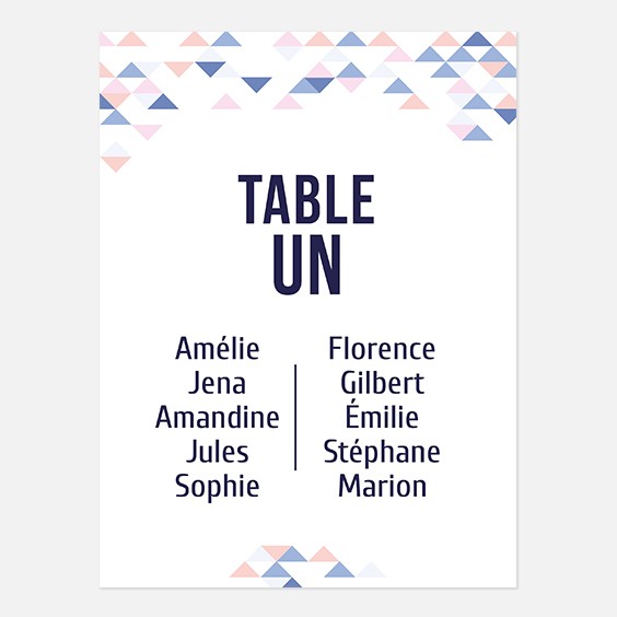 Plan de table de mariage graphique, papeterie Sweet géometrie recto