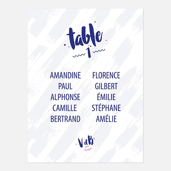 Plan de table de mariage graphique, papeterie Un mariage à Memphis recto