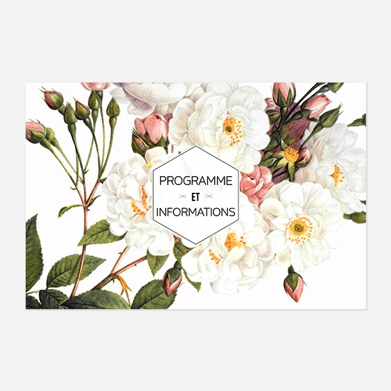 Programme de mariage fleur, papeterie Jardin botanique recto