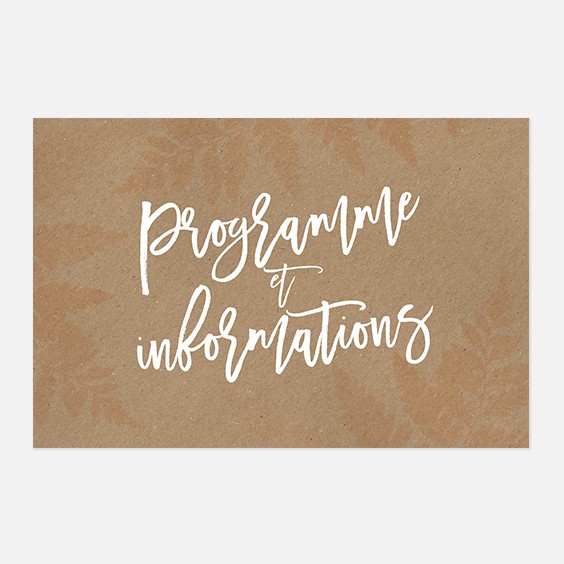 Programme de mariage végétal, papeterie Organic recto