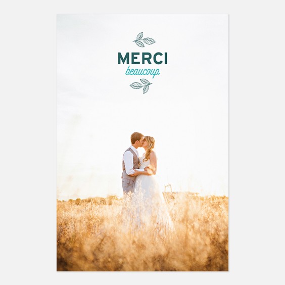 Remerciements de mariage fleur, papeterie Dame-Jeanne recto
