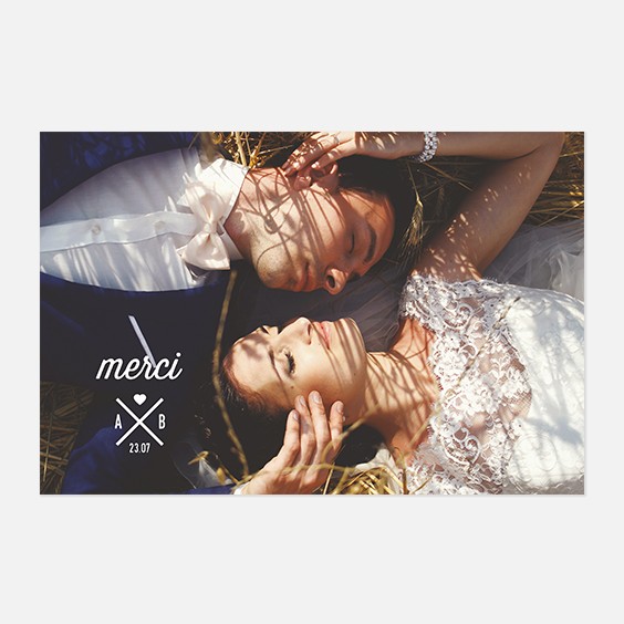 Remerciements de mariage graphique, papeterie Des petits pois recto