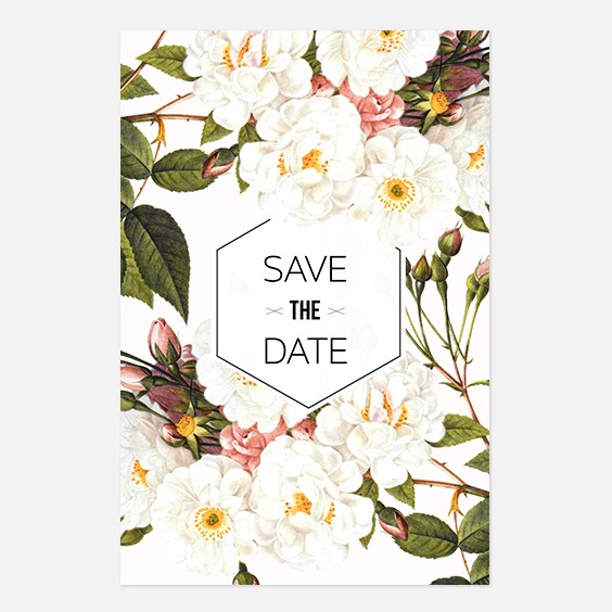 Save the date de mariage fleur, papeterie Jardin botanique recto