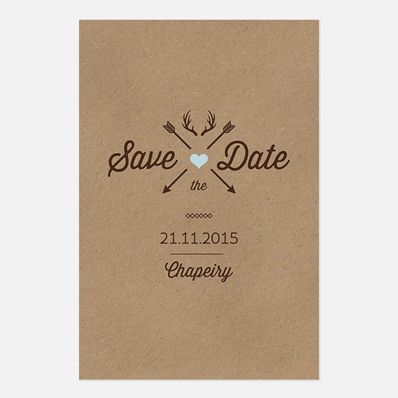 Save the date de mariage kraft, hiver, papeterie Douceur scandinave recto