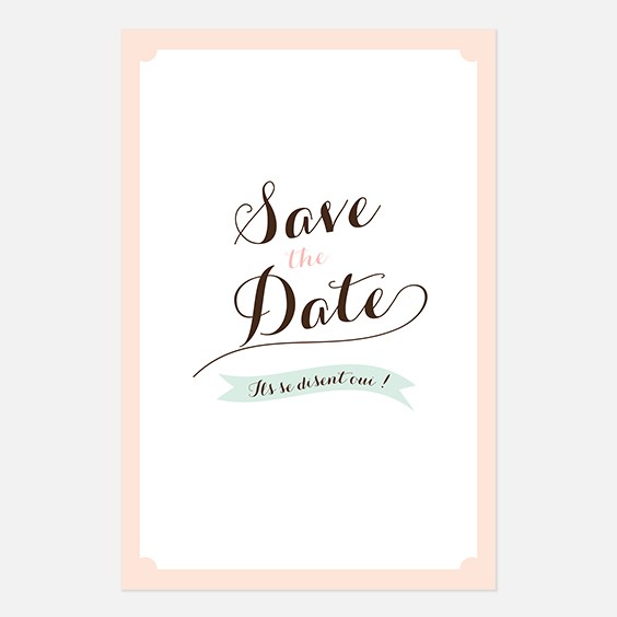 Save the date de mariage kraft, vintage, papeterie Rétro kraft recto