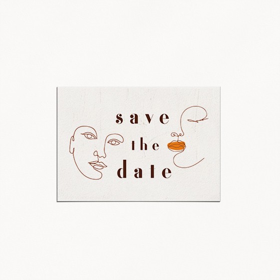 save the date de mariage, matisse, illustration visage mariés moderne, minimaliste recto