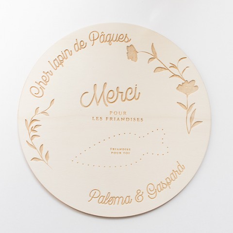 assiette gouter lapin pâques personnalisée bois