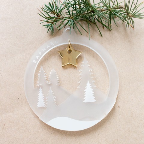 boule noel paysage neige personnaliser blanc