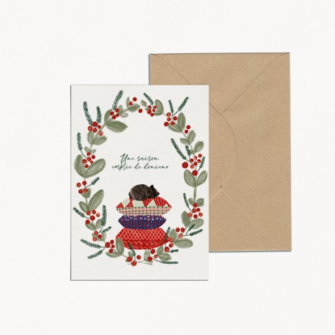 carte noël chat cosy 