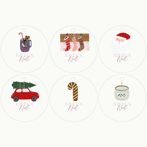 12 étiquettes pour cadeaus de Noël Merry