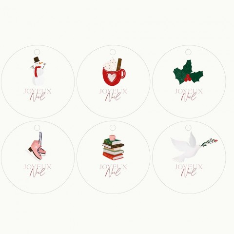 12 étiquettes pour cadeaus de Noël Merry