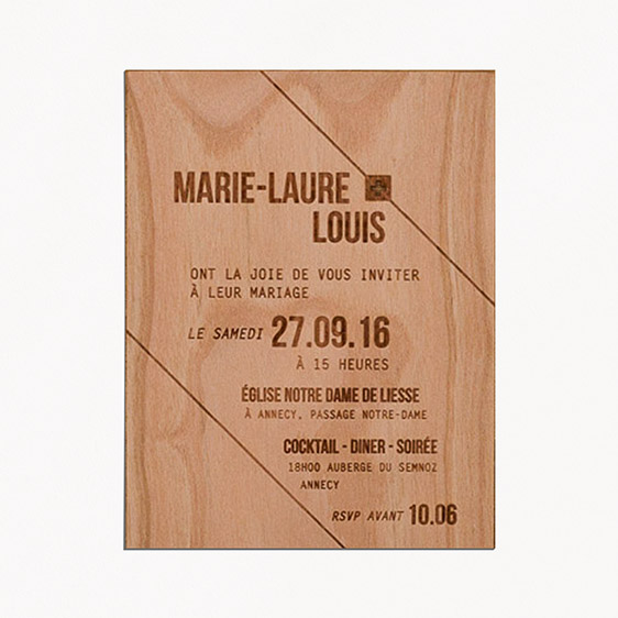 Faire-part de mariage bois, champêtre, papeterie Folk & wood 