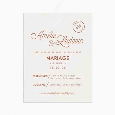 Faire-part de mariage cuivre, chic, papeterie Copper