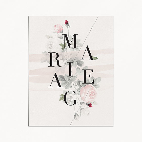 Faire-part de mariage graphique, moderne, Fleur, Aquarelle 