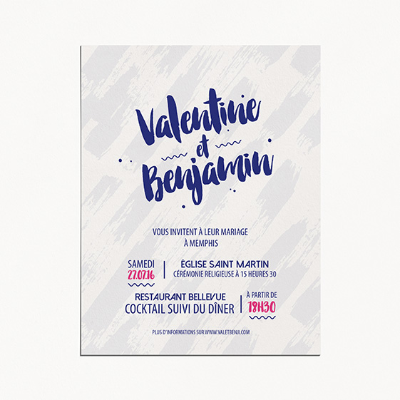Faire part de mariage graphique, rock, papeterie Un mariage à Memphis