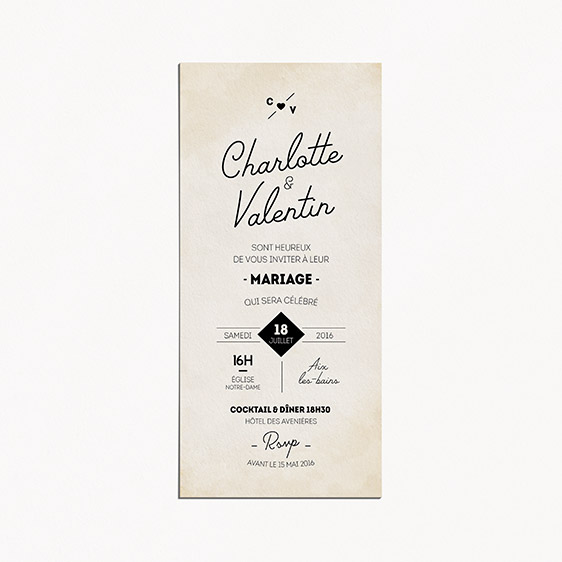 Faire part de mariage industriel, kraft, papeterie Indus