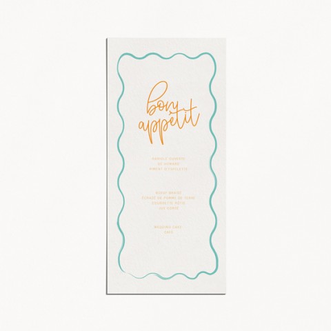 menu mariage coloré amore dolce vita ondulation recto