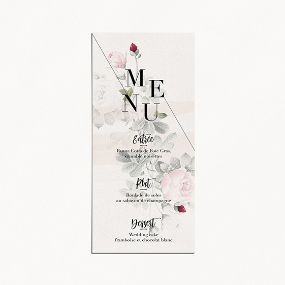 menu de mariage graphique, moderne, Fleur, Aquarelle