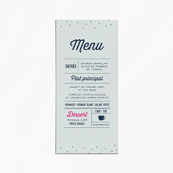 Menu de mariage graphique, moderne, papeterie Des petits pois