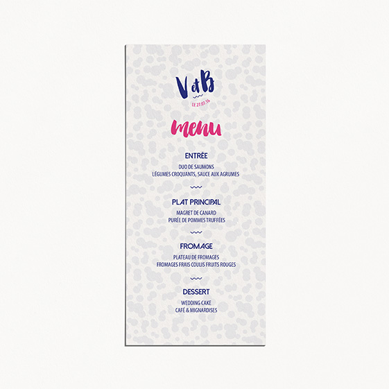 Menu de mariage graphique, rock, papeterie Un mariage à Memphis