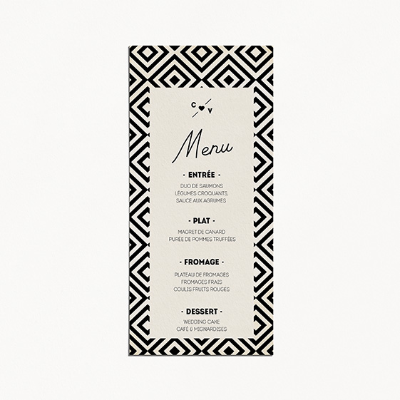 Menu de mariage industriel, kraft, papeterie Indus