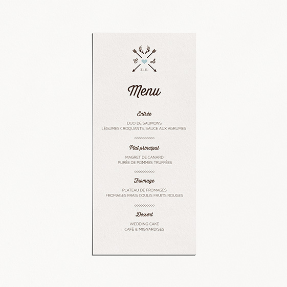 Menu de mariage kraft, hiver, papeterie Douceur scandinave