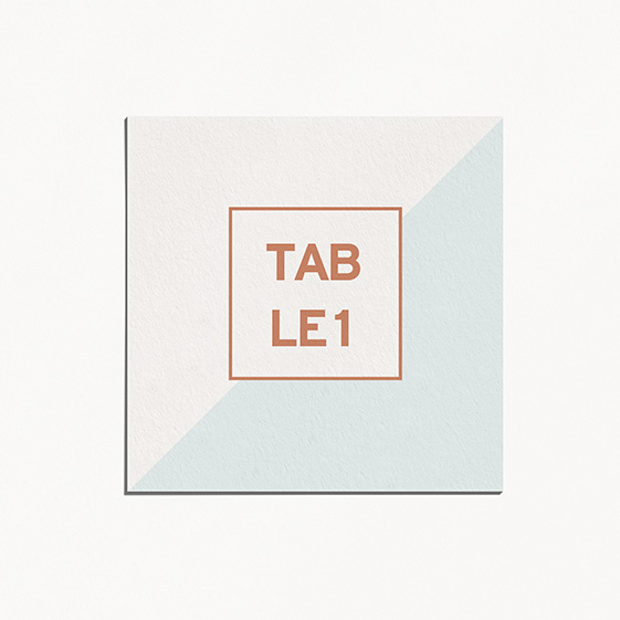 Numero de table  géometrique, cuivre, papeterie Papier marbre