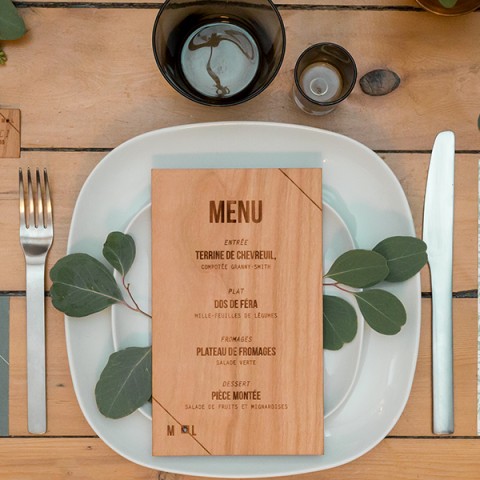 Pack d'échantillons de papeterie de mariage en bois, faire-part, étiquette