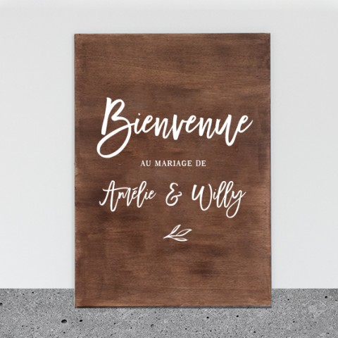 panneau accueil bienvenue à personnaliser mariage rustic