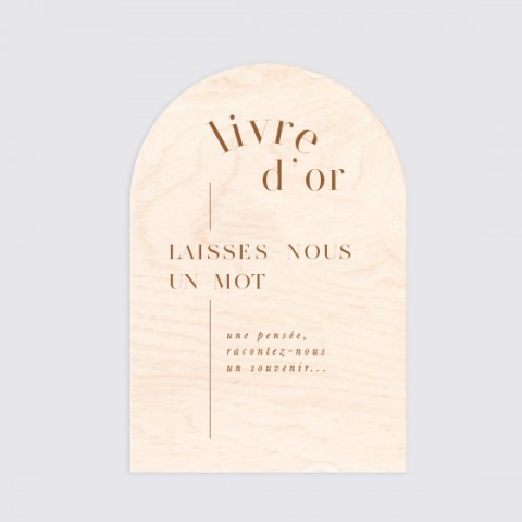 Panneau  signalétique arrondie pour le livre d'or mariage moderne et tendance arcade