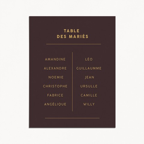 plan de table de mariage celestine monogramme main mariés avec prénoms style minimaliste verso