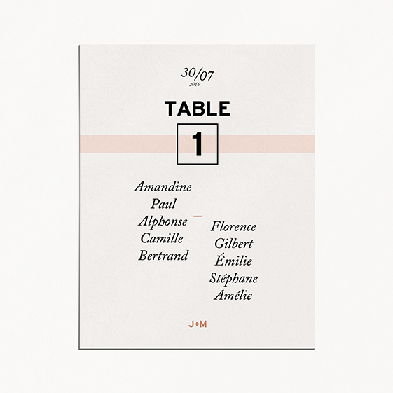 Plan de table de mariage géometrique, cuivre, papeterie Papier marbre