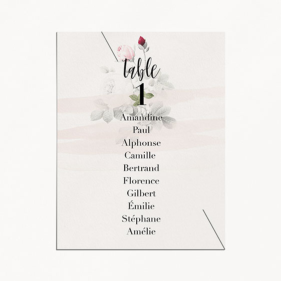 plan de table de mariage graphique, moderne, Fleur, Aquarelle