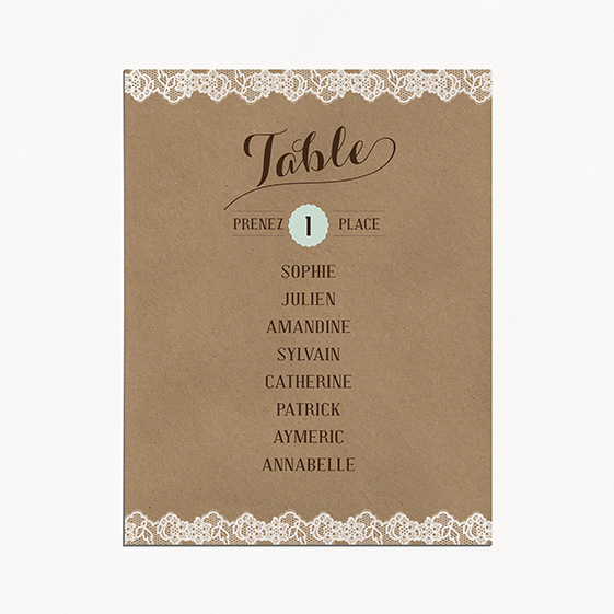 Plan de table de mariage kraft, vintage, papeterie Rétro kraft