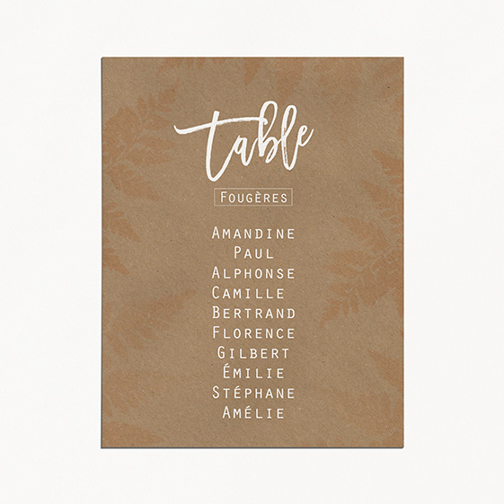 Plan de table de mariage végétal, naturel, papeterie Organic