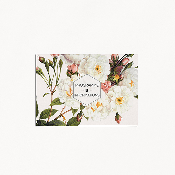 Programme de mariage fleur, papeterie Jardin botanique