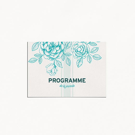 Programme de mariage fleur, papeterie Dame-Jeanne