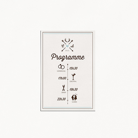 Programme de mariage kraft, hiver, papeterie Douceur scandinave