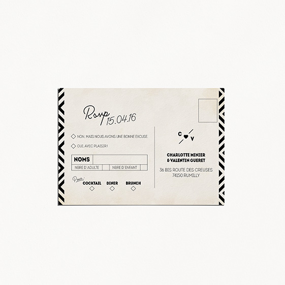 RSVP de mariage industriel, kraft, papeterie Indus