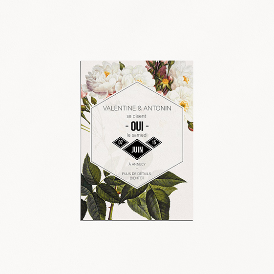 Save the date de mariage fleur, papeterie Jardin botanique